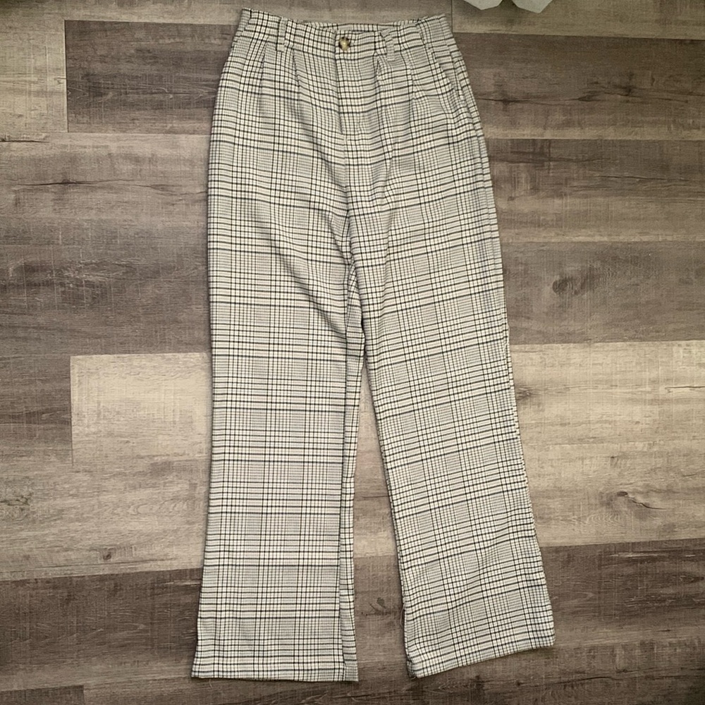 Plaid SO wide leg dress pants